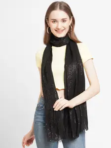 Cloth Haus India Women Black Sequinned Scarf