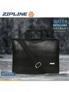 ZIPLINE Adults Black Textured Water Repellant Light Weight Laptop Bag