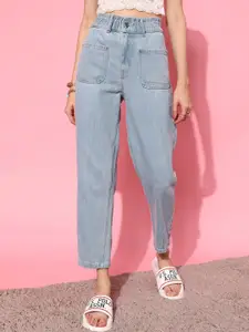 STREET 9 Women Blue Urban Straight Fit High-Rise Jeans