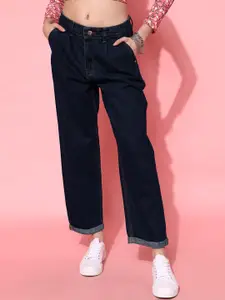 STREET 9 Women Blue Wide Leg Bottom Fold Jeans