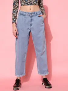 STREET 9 Women Blue Hottie Tapered Fit High-Rise Jeans