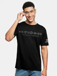 The Souled Store Men Black Typography Printed T-shirt