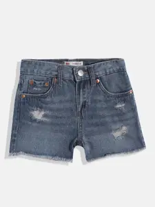 Levis Girls Blue Washed Denim Shorts