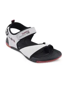 Campus Men Grey & Black Solid Sports Sandals