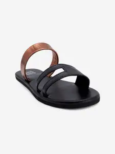 POSTCARD Women Black Colourblocked Open Toe Flats