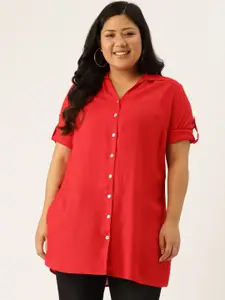 theRebelinme Women  Plus size Red Casual Shirt