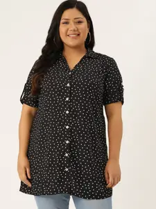 theRebelinme Plus Size Women Black Printed Casual Shirt
