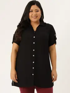 theRebelinme Plus Size Women Black Casual Shirt