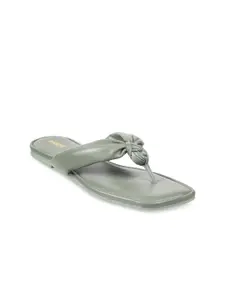 Mochi Women Green T-Strap Flats