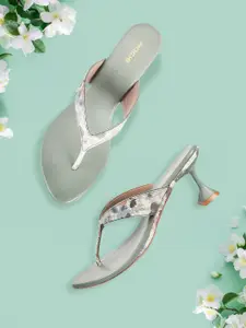 Mochi Green Printed Kitten Heels