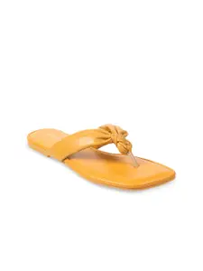 Mochi Women Yellow Open Toe Flats