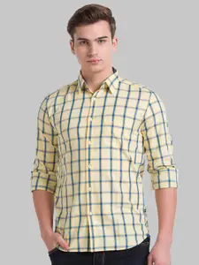 Parx Men Yellow Slim Fit Checked Casual Shirt