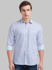 Parx Men Blue Slim Fit Floral Printed Casual Shirt