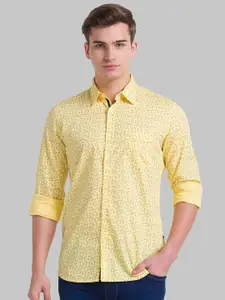 Parx Men Yellow Slim Fit Floral Printed Casual Shirt