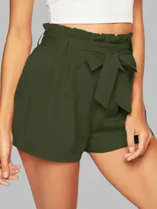 ADDYVERO Women Green High-Rise Shorts