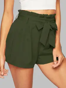 ADDYVERO Women Green High-Rise Shorts