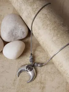 Jazz and Sizzle German Silver Silver-Plated Oxidised Necklace