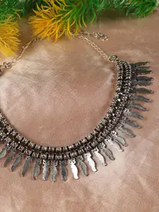 Jazz and Sizzle Silver-Toned German Silver Silver-Plated Oxidised Necklace