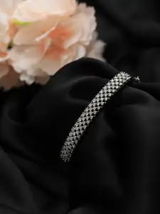 Jazz and Sizzle Women White Silver-Plated American Diamond Bangle-Style Bracelet