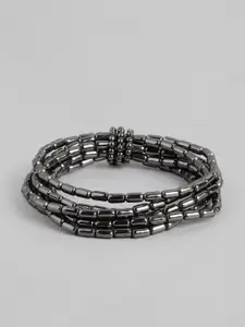 RICHEERA Women Gunmetal-Toned Elasticated Bracelet