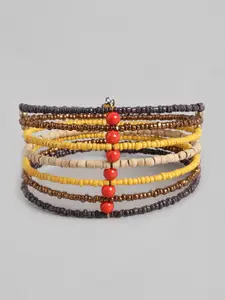 RICHEERA Women Multicoloured Beaded Cuff Bracelet