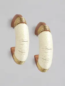 RICHEERA Brown & Beige Crescent Shaped Half Hoop Earrings
