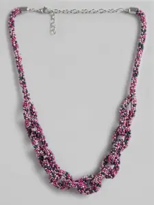 RICHEERA Purple & Blue Beaded Layered Necklace
