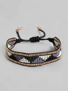 RICHEERA Women Gold-Toned & Black Multistrand Bracelet