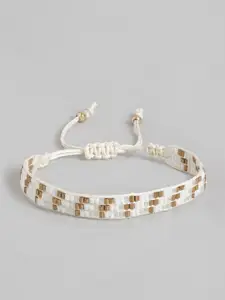RICHEERA Women White & Gold-Toned Braided Bracelet