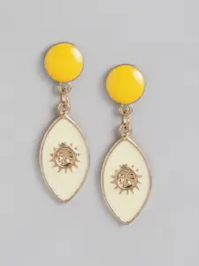 RICHEERA Beige & Yellow Oval Drop Earrings