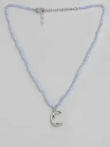 RICHEERA Blue & Silver-Toned Silver-Plated Beaded Necklace