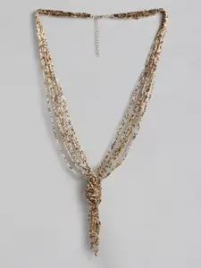 RICHEERA Gold-Toned & Silver-Toned Beaded Layered Necklace