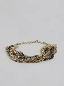 RICHEERA Women Gold-Toned & Gunmetal-Toned Gold-Plated Multistrand Bracelet