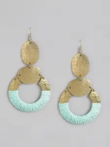 RICHEERA Blue & Gold-Toned Circular Drop Earrings