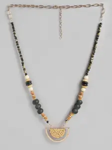RICHEERA Beige & Black Rose Gold-Plated Beaded Necklace