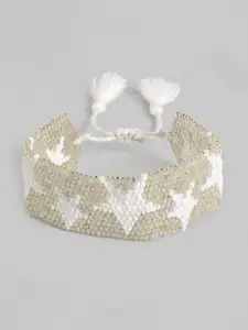 RICHEERA Women Gold-Toned & White Braided Bracelet