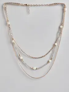 RICHEERA Grey & White Gold-Plated Layered Necklace