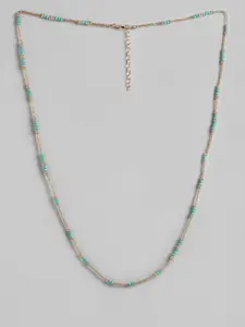 RICHEERA Turquoise Blue & Gold-Toned Gold-Plated Beaded Necklace