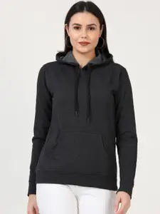 Fleximaa Women Charcoal Hooded Sweatshirt