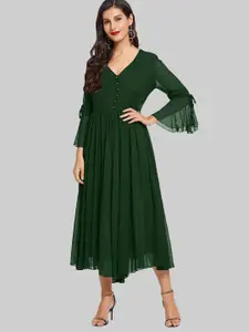 ADDYVERO Green Layered Georgette Midi Dress