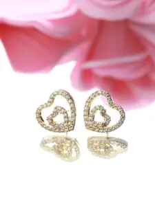Jazz and Sizzle  925 Sterling Silver Gold-Plated AD Studded Heart Stud