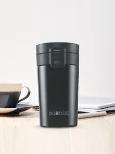 BOROSIL Black Vacuum Insulated Travel Coffee Mug with Lid-380 ml