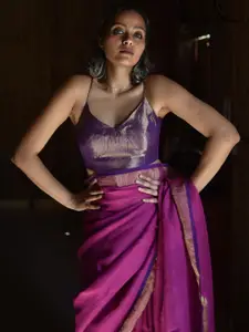 Suta Women Purple Solid Saree Blouse