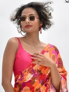 Suta Women Pink Solid Shoulder Strap Saree Blouse