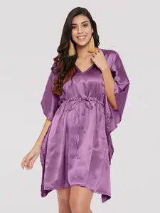 Riara Plus Size Purple Solid Kaftan Dress