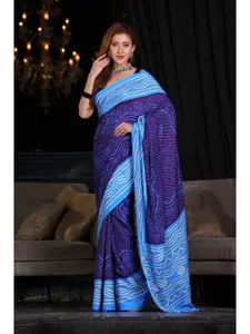 KARAGIRI Blue Bandhani Silk Blend Saree