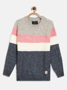 Octave Boys Grey & Pink Colourblocked Pullover