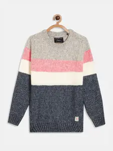 Octave Boys Grey & White Colourblocked Pullover Sweaters