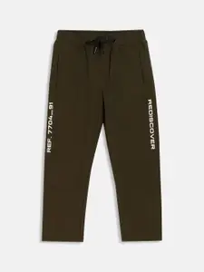 Octave Boys Olive Green Solid Cotton Track Pant