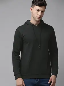 Van Heusen Men Black Hooded Solid Sweatshirt